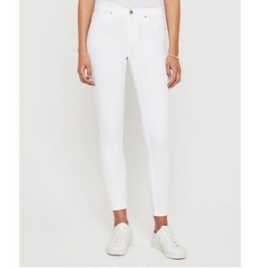 AG White Super Skinny Ankle Mid-Rise “The Abbey”